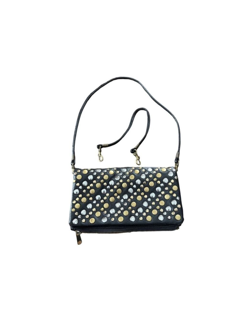 Women's Deena & Ozzy Black Gold Studded Clutch Wristlet One Size